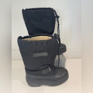 $84 Kamik Winter insulated waterproof black pull on tall boots big boy girl 1
